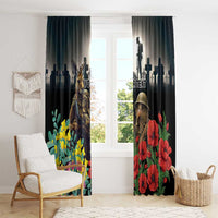 Kangaroo-Kiwi Soldier ANZAC Personalised Window Curtain Golden Wattle Poppy Flowers LT9 - Polynesian Pride
