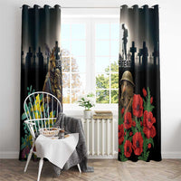 Kangaroo-Kiwi Soldier ANZAC Personalised Window Curtain Golden Wattle Poppy Flowers LT9 - Polynesian Pride