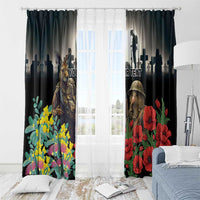 Kangaroo-Kiwi Soldier ANZAC Personalised Window Curtain Golden Wattle Poppy Flowers LT9 - Polynesian Pride