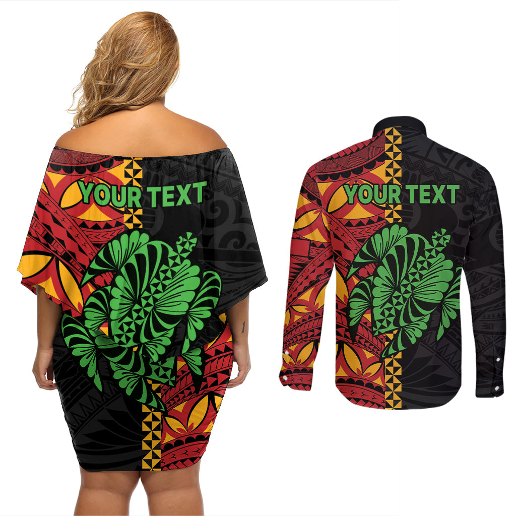 Personalised Tonga Emancipation Day Couples Matching Off Shoulder Short Dress and Long Sleeve Button Shirt Puleanga Fakatui O Since 1970