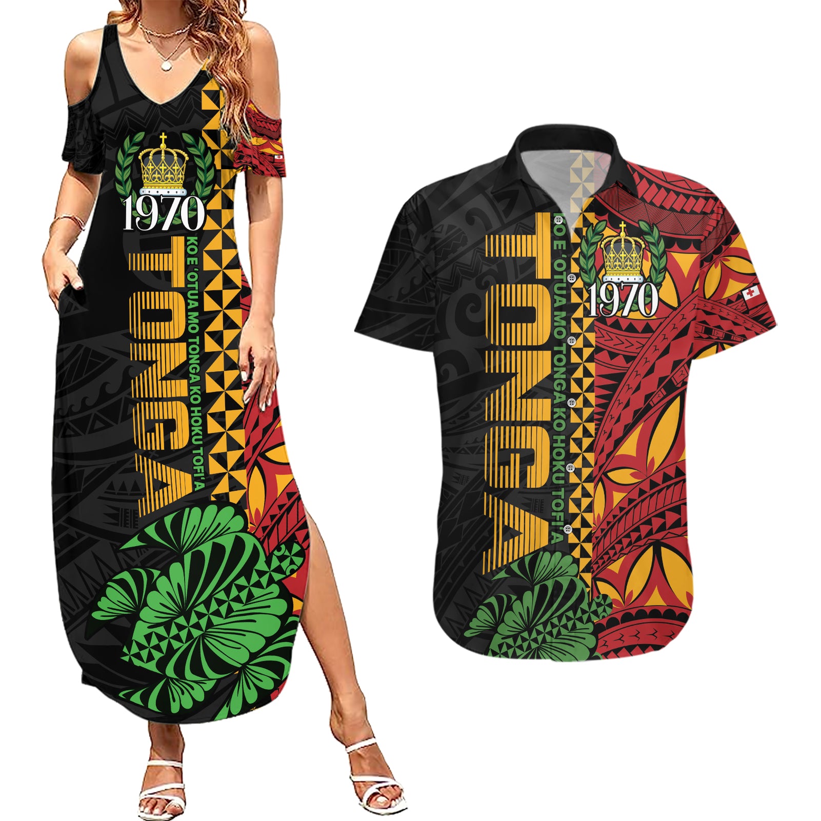 Personalised Tonga Emancipation Day Couples Matching Summer Maxi Dress and Hawaiian Shirt Puleanga Fakatui O Since 1970