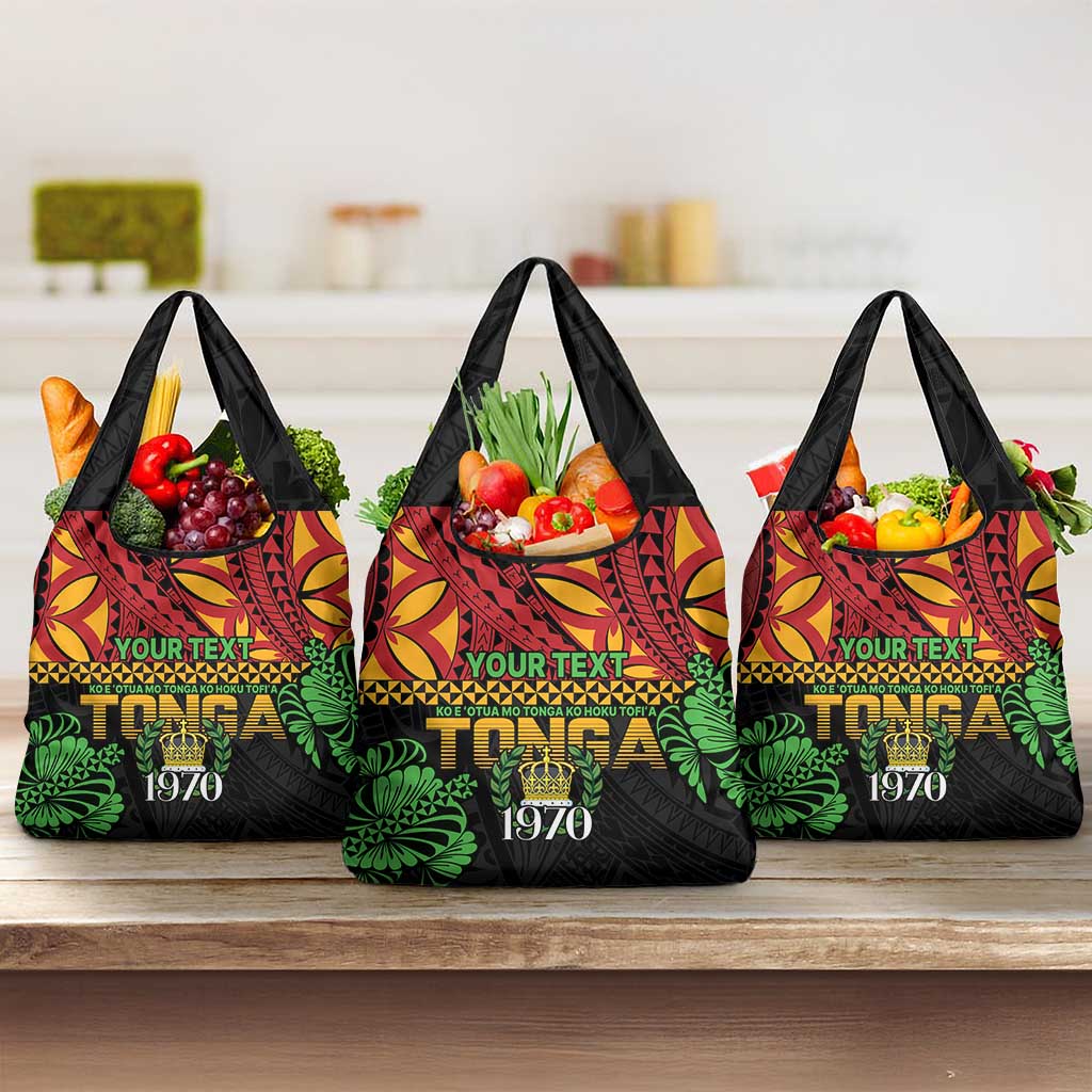 Personalised Tonga Emancipation Day Grocery Bag Puleanga Fakatui O Since 1970 LT9 3-pack One Size Red - Polynesian Pride