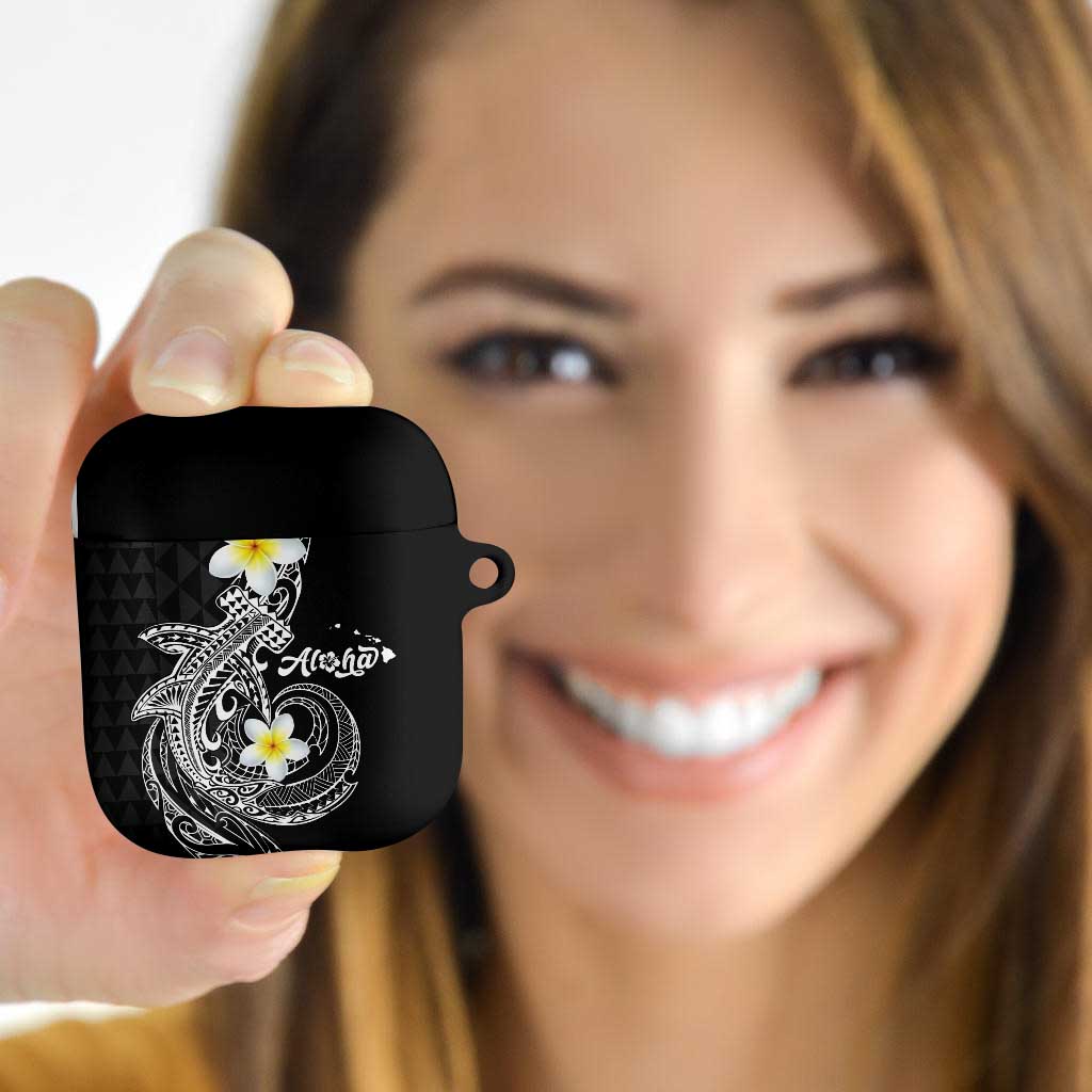 Aloha Hammerhead Shark AirPods Case Black Hawaiian Kakau Tribal Tattoo - Polynesian Pride