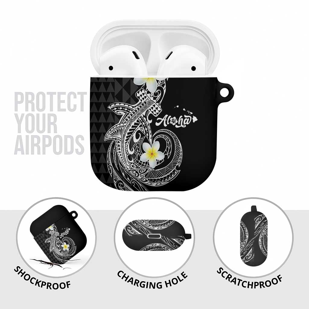 Aloha Hammerhead Shark AirPods Case Black Hawaiian Kakau Tribal Tattoo - Polynesian Pride