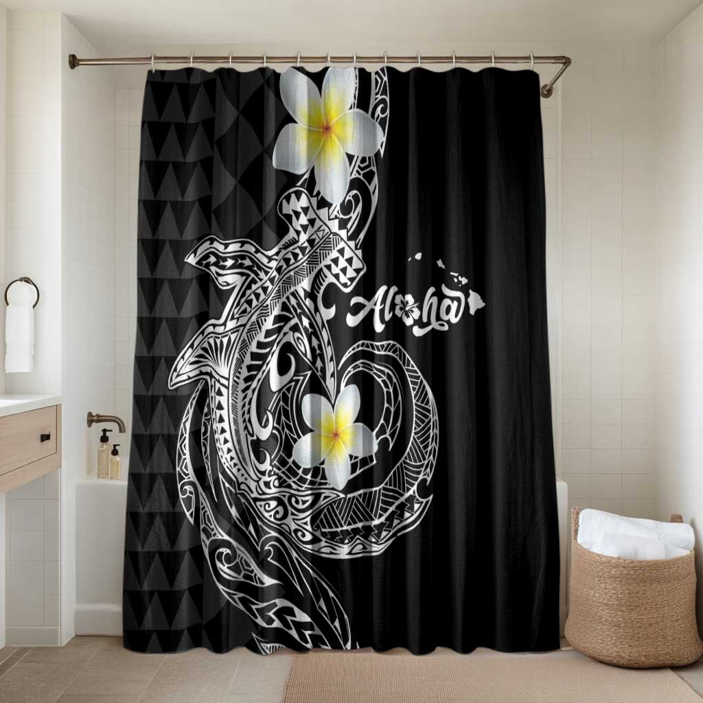 Aloha Hammerhead Shark Bathroom Set Black Hawaiian Kakau Tribal Tattoo - Polynesian Pride