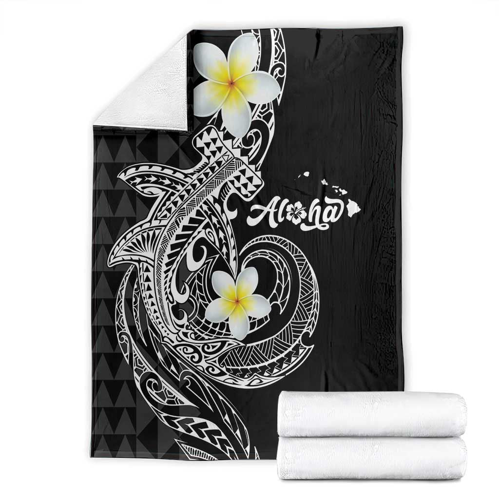 Aloha Hammerhead Shark Blanket Black Hawaiian Kakau Tribal Tattoo