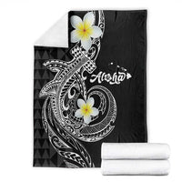 Aloha Hammerhead Shark Blanket Black Hawaiian Kakau Tribal Tattoo
