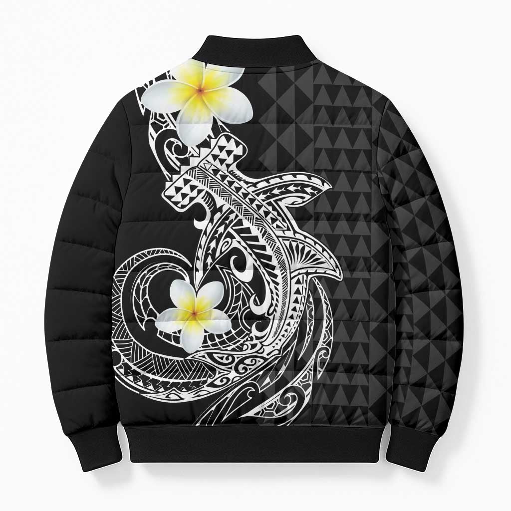 Aloha Hammerhead Shark Bomber Puffer Jacket Black Hawaiian Kakau Tribal Tattoo LT9 - Polynesian Pride