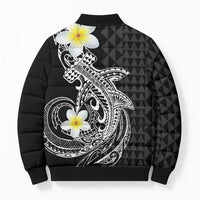 Aloha Hammerhead Shark Bomber Puffer Jacket Black Hawaiian Kakau Tribal Tattoo LT9 - Polynesian Pride