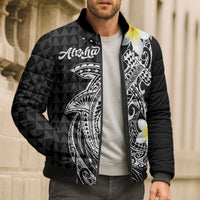 Aloha Hammerhead Shark Bomber Puffer Jacket Black Hawaiian Kakau Tribal Tattoo LT9 - Polynesian Pride
