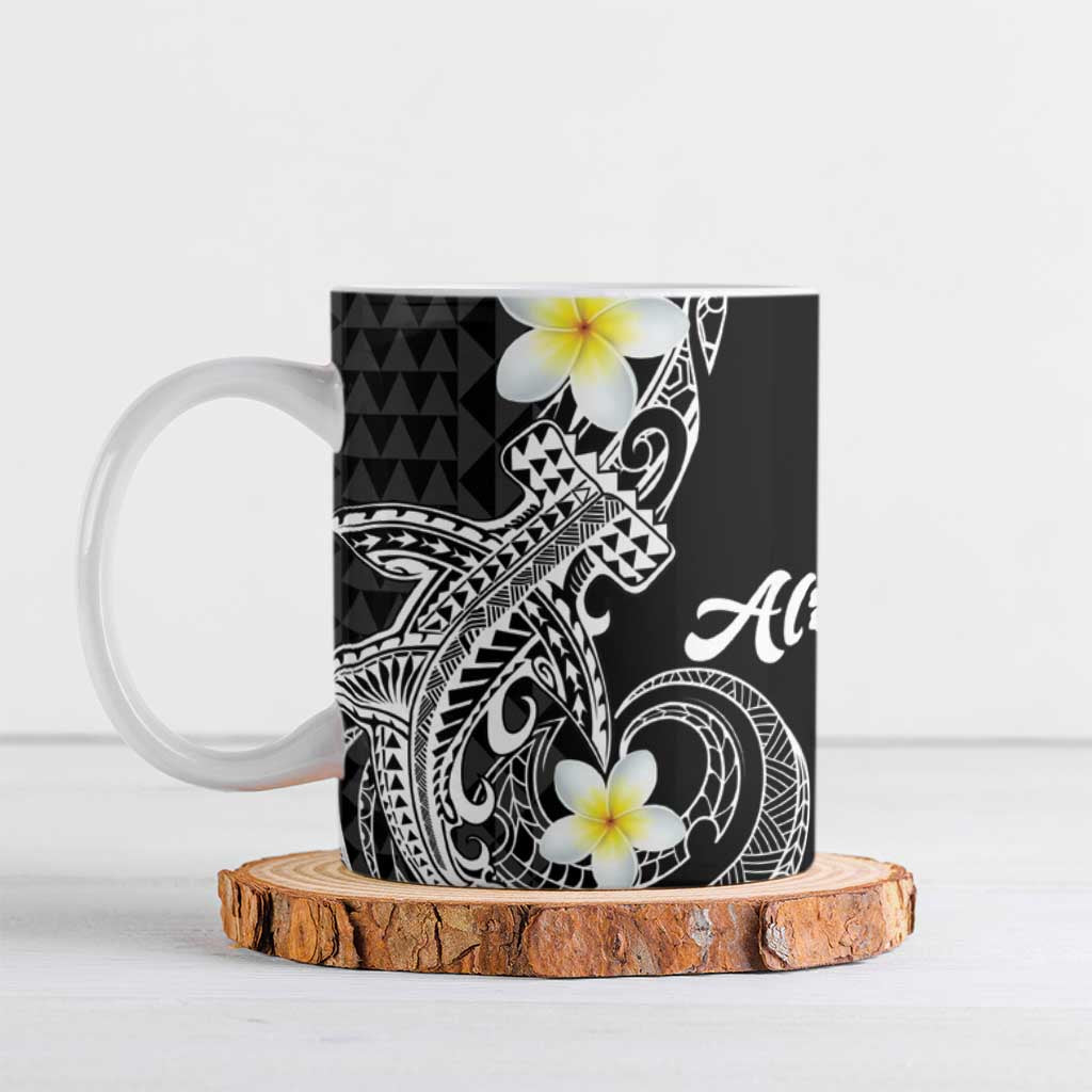 Aloha Hammerhead Shark Ceramic Mug Black Hawaiian Kakau Tribal Tattoo - Polynesian Pride