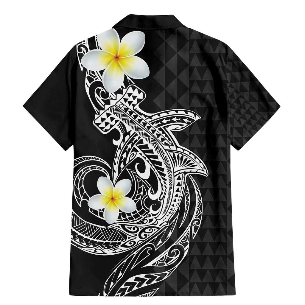 Aloha Hammerhead Shark Family Matching Mermaid Dress and Hawaiian Shirt Black Hawaiian Kakau Tribal Tattoo