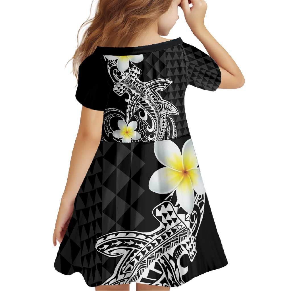 Aloha Hammerhead Shark Family Matching Short Sleeve Bodycon Dress and Hawaiian Shirt Black Hawaiian Kakau Tribal Tattoo