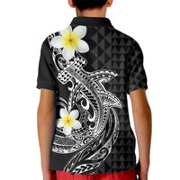 Aloha Hammerhead Shark Kid Polo Shirt Black Hawaiian Kakau Tribal Tattoo