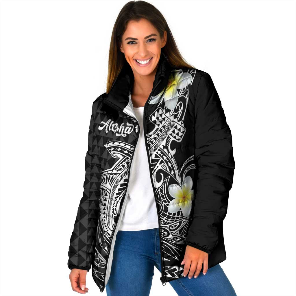 Aloha Hammerhead Shark Padded Jacket Black Hawaiian Kakau Tribal Tattoo - Polynesian Pride