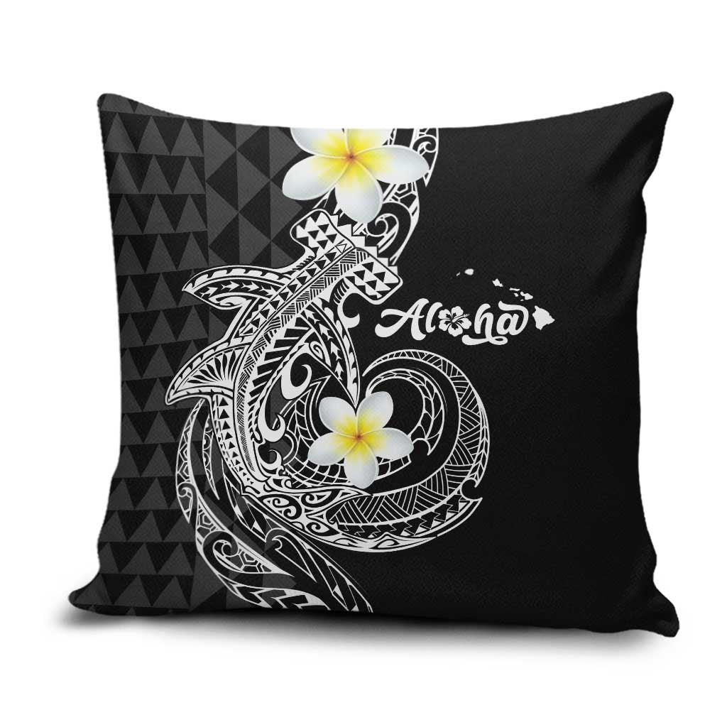 Aloha Hammerhead Shark Pillow Cover Black Hawaiian Kakau Tribal Tattoo - Polynesian Pride