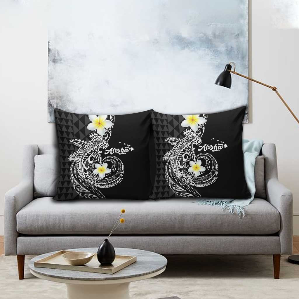 Aloha Hammerhead Shark Pillow Cover Black Hawaiian Kakau Tribal Tattoo - Polynesian Pride