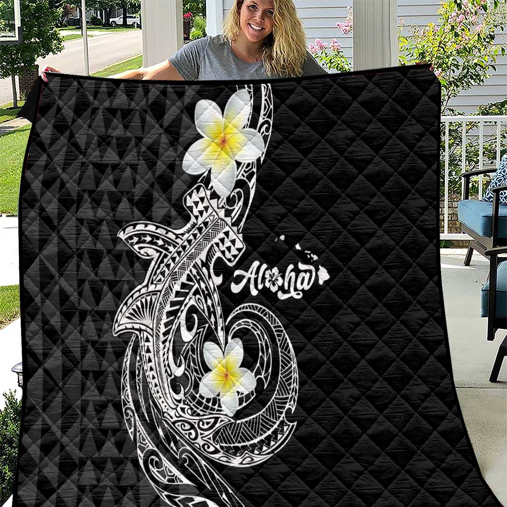 Aloha Hammerhead Shark Quilt Black Hawaiian Kakau Tribal Tattoo