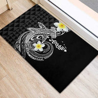 Aloha Hammerhead Shark Rubber Doormat Black Hawaiian Kakau Tribal Tattoo