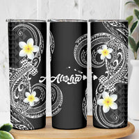 Aloha Hammerhead Shark Skinny Tumbler Black Hawaiian Kakau Tribal Tattoo