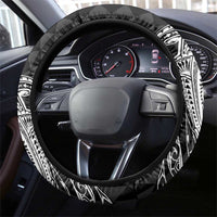 Aloha Hammerhead Shark Steering Wheel Cover Black Hawaiian Kakau Tribal Tattoo