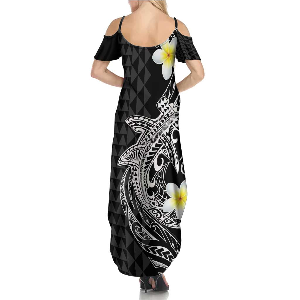 Aloha Hammerhead Shark Summer Maxi Dress Black Hawaiian Kakau Tribal Tattoo