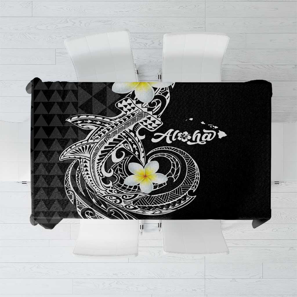 Aloha Hammerhead Shark Tablecloth Black Hawaiian Kakau Tribal Tattoo