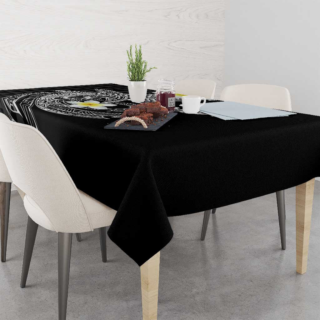 Aloha Hammerhead Shark Tablecloth Black Hawaiian Kakau Tribal Tattoo