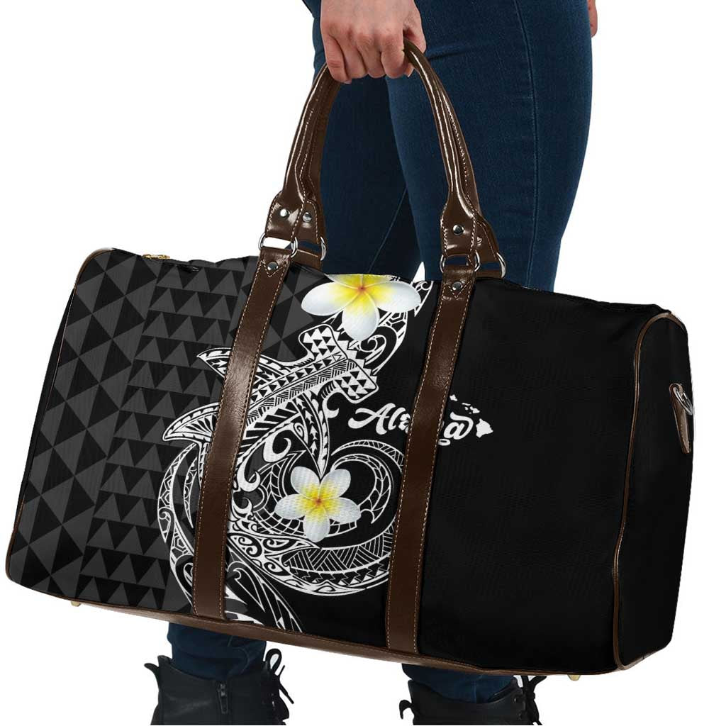 Aloha Hammerhead Shark Travel Bag Black Hawaiian Kakau Tribal Tattoo - Polynesian Pride