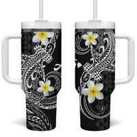 Aloha Hammerhead Shark Tumbler With Handle Black Hawaiian Kakau Tribal Tattoo