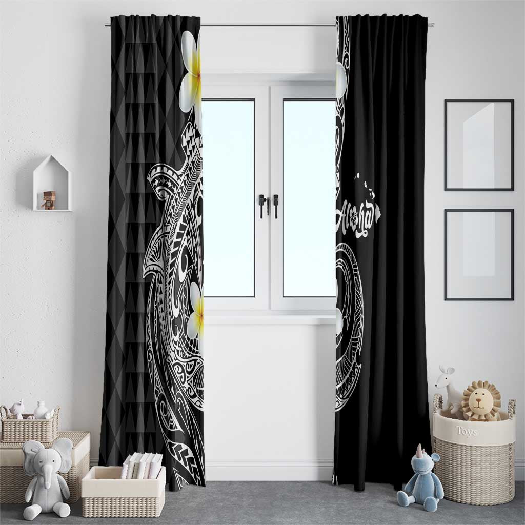 Aloha Hammerhead Shark Window Curtain Black Hawaiian Kakau Tribal Tattoo