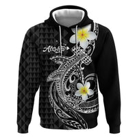 Aloha Hammerhead Shark Zip Hoodie Black Hawaiian Kakau Tribal Tattoo