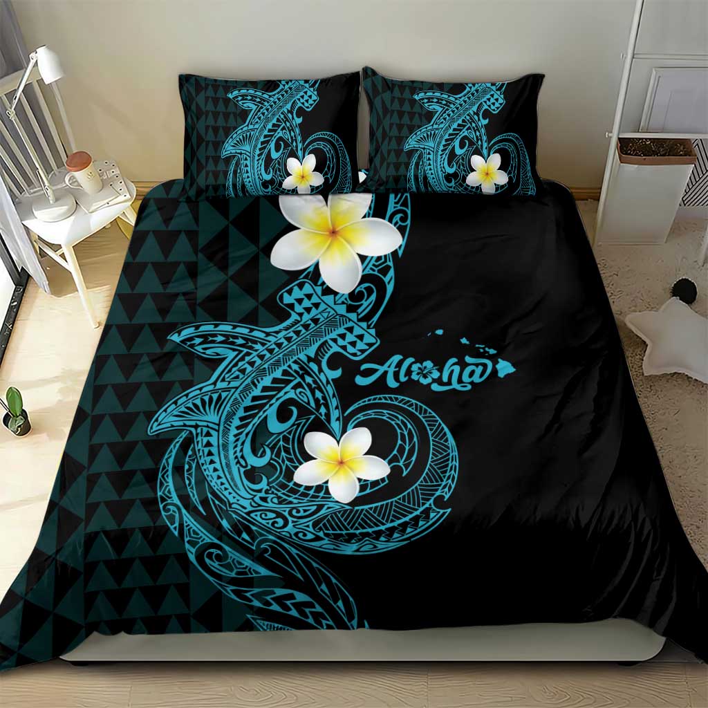 Aloha Hammerhead Shark Bedding Set Calypso Hawaiian Kakau Tribal Tattoo