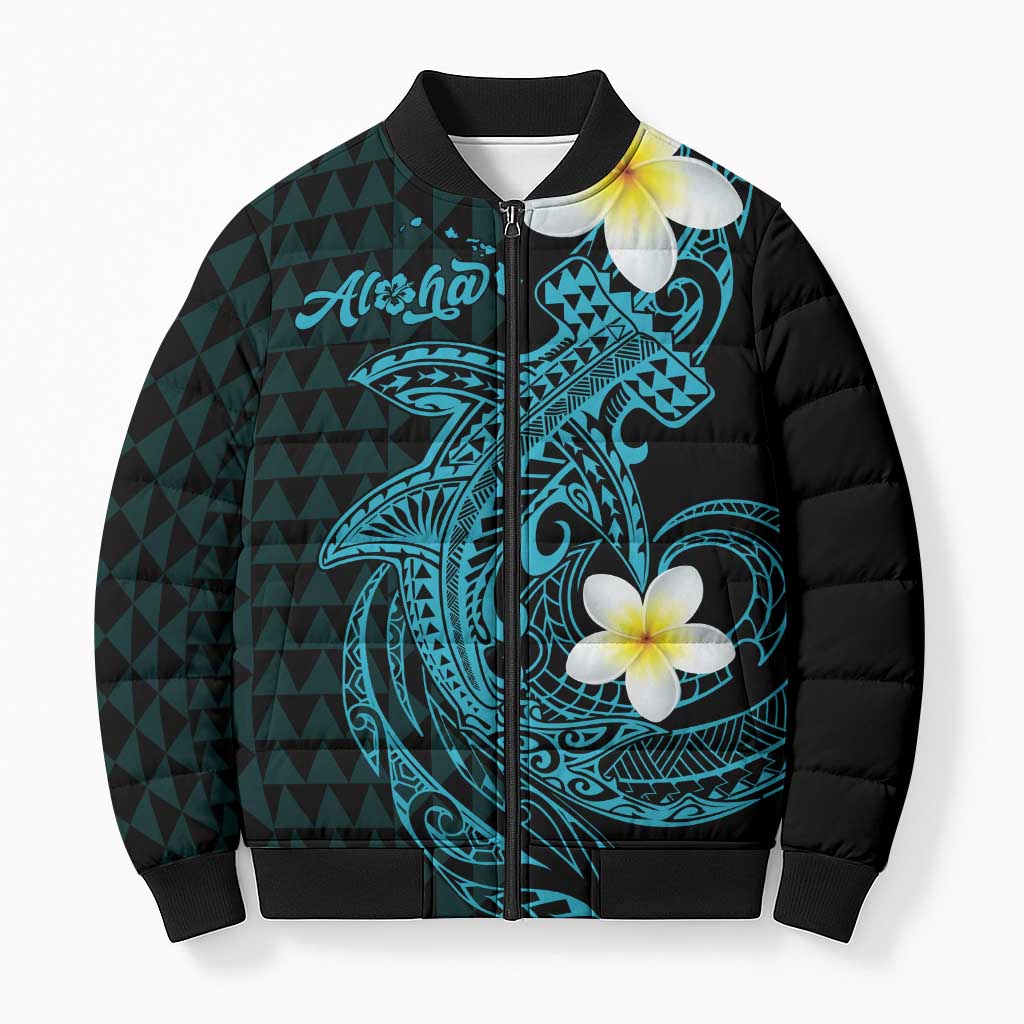 Aloha Hammerhead Shark Bomber Puffer Jacket Calypso Hawaiian Kakau Tribal Tattoo - Polynesian Pride