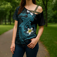 Aloha Hammerhead Shark Cross Shoulder Shirt Calypso Hawaiian Kakau Tribal Tattoo - Polynesian Pride