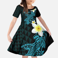 Aloha Hammerhead Shark Family Matching Off The Shoulder Long Sleeve Dress and Hawaiian Shirt Calypso Hawaiian Kakau Tribal Tattoo