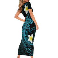 Aloha Hammerhead Shark Family Matching Short Sleeve Bodycon Dress and Hawaiian Shirt Calypso Hawaiian Kakau Tribal Tattoo