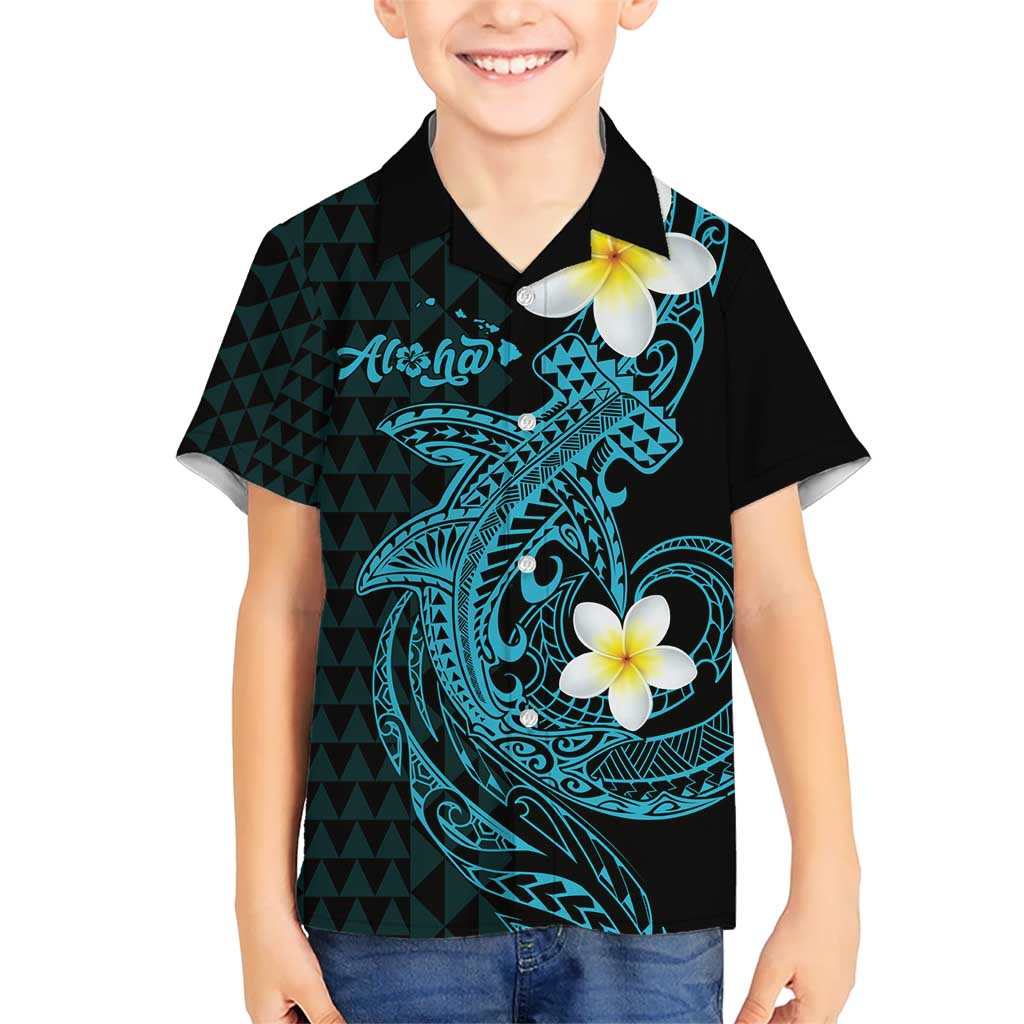 Aloha Hammerhead Shark Kid Hawaiian Shirt Calypso Hawaiian Kakau Tribal Tattoo
