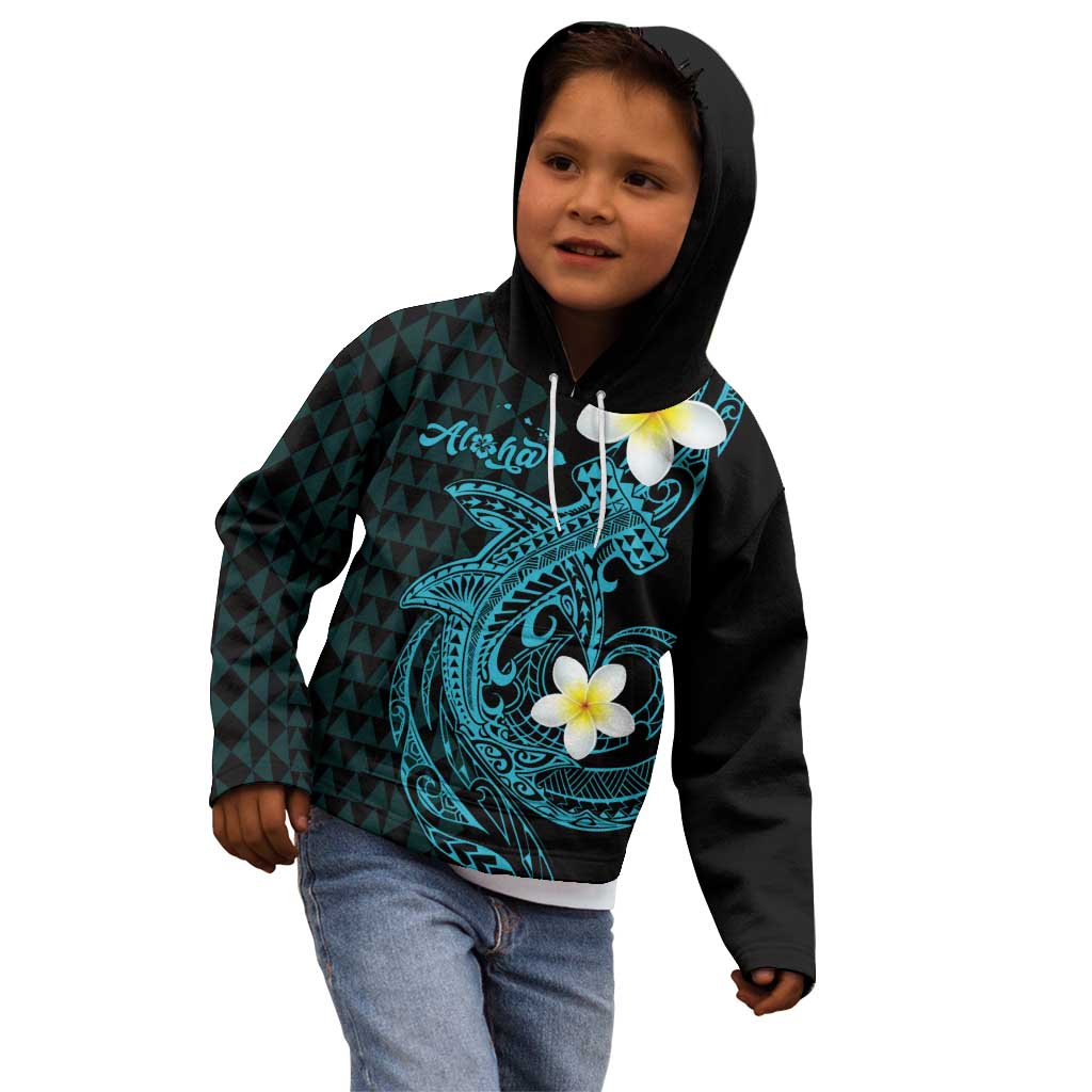 Aloha Hammerhead Shark Kid Hoodie Calypso Hawaiian Kakau Tribal Tattoo