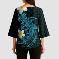 Aloha Hammerhead Shark Kimono Sleeve Blouse Calypso Hawaiian Kakau Tribal Tattoo - Polynesian Pride