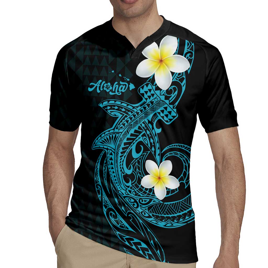 Aloha Hammerhead Shark Rugby Jersey Calypso Hawaiian Kakau Tribal Tattoo