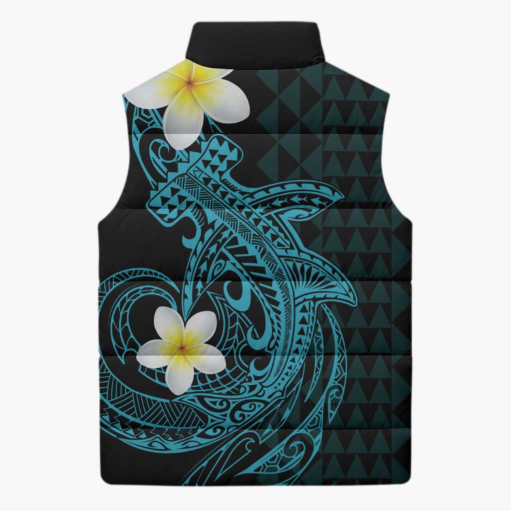 Aloha Hammerhead Shark Sleeveless Puffer Jacket Calypso Hawaiian Kakau Tribal Tattoo LT9 - Polynesian Pride