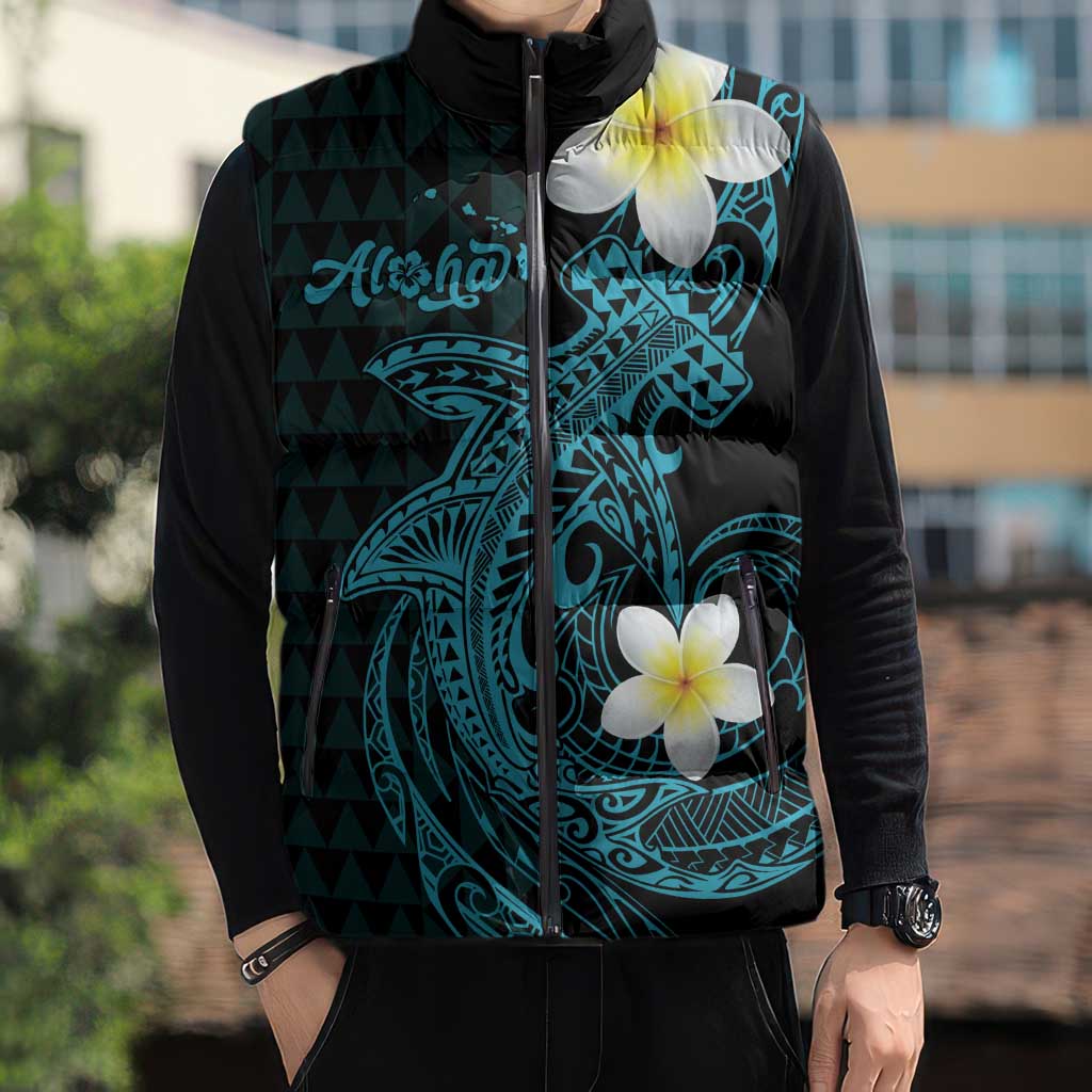 Aloha Hammerhead Shark Sleeveless Puffer Jacket Calypso Hawaiian Kakau Tribal Tattoo LT9 - Polynesian Pride