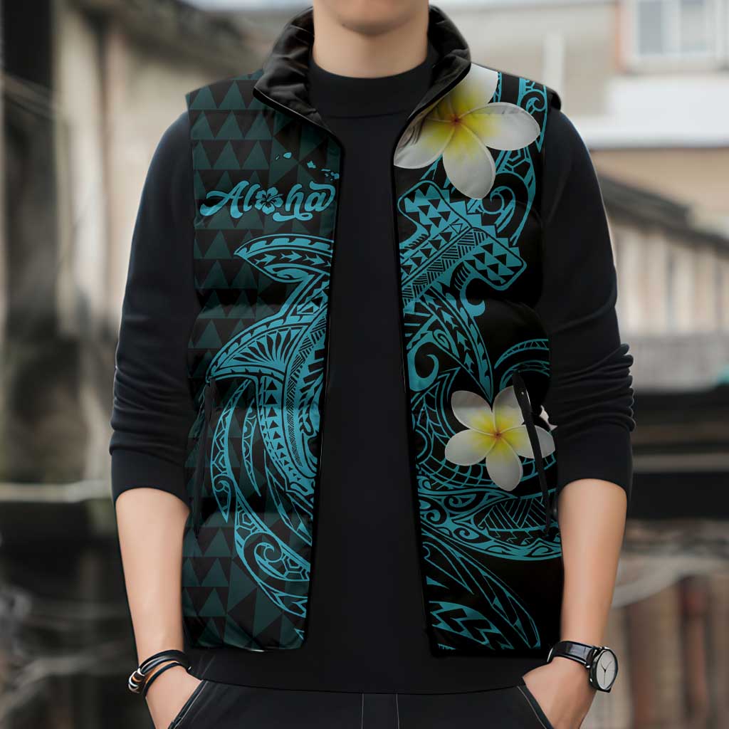 Aloha Hammerhead Shark Sleeveless Puffer Jacket Calypso Hawaiian Kakau Tribal Tattoo LT9 - Polynesian Pride