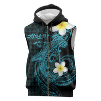 Aloha Hammerhead Shark Sleeveless Zip Hoodie Calypso Hawaiian Kakau Tribal Tattoo - Polynesian Pride