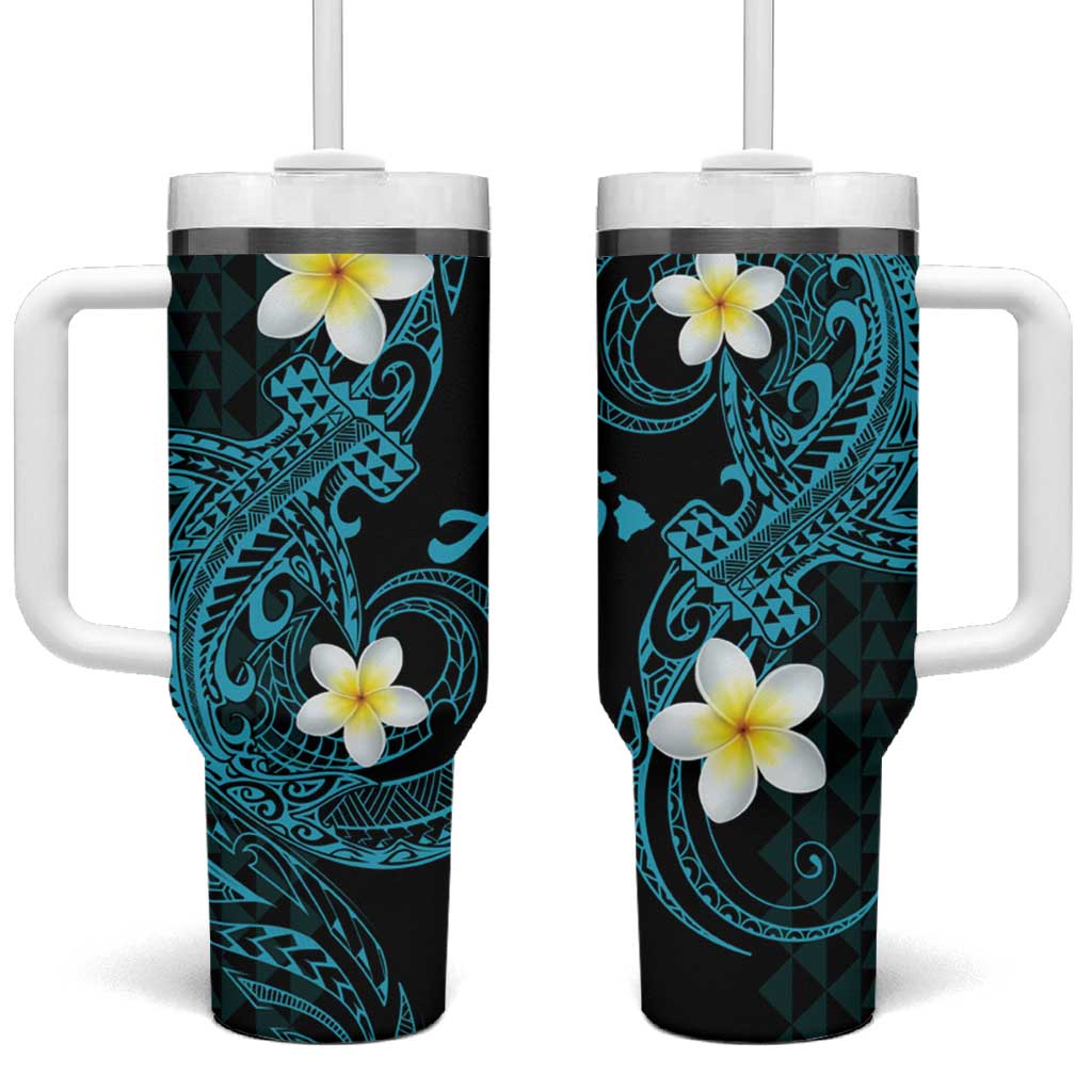 Aloha Hammerhead Shark Tumbler With Handle Calypso Hawaiian Kakau Tribal Tattoo
