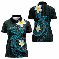 Aloha Hammerhead Shark Women Polo Shirt Calypso Hawaiian Kakau Tribal Tattoo