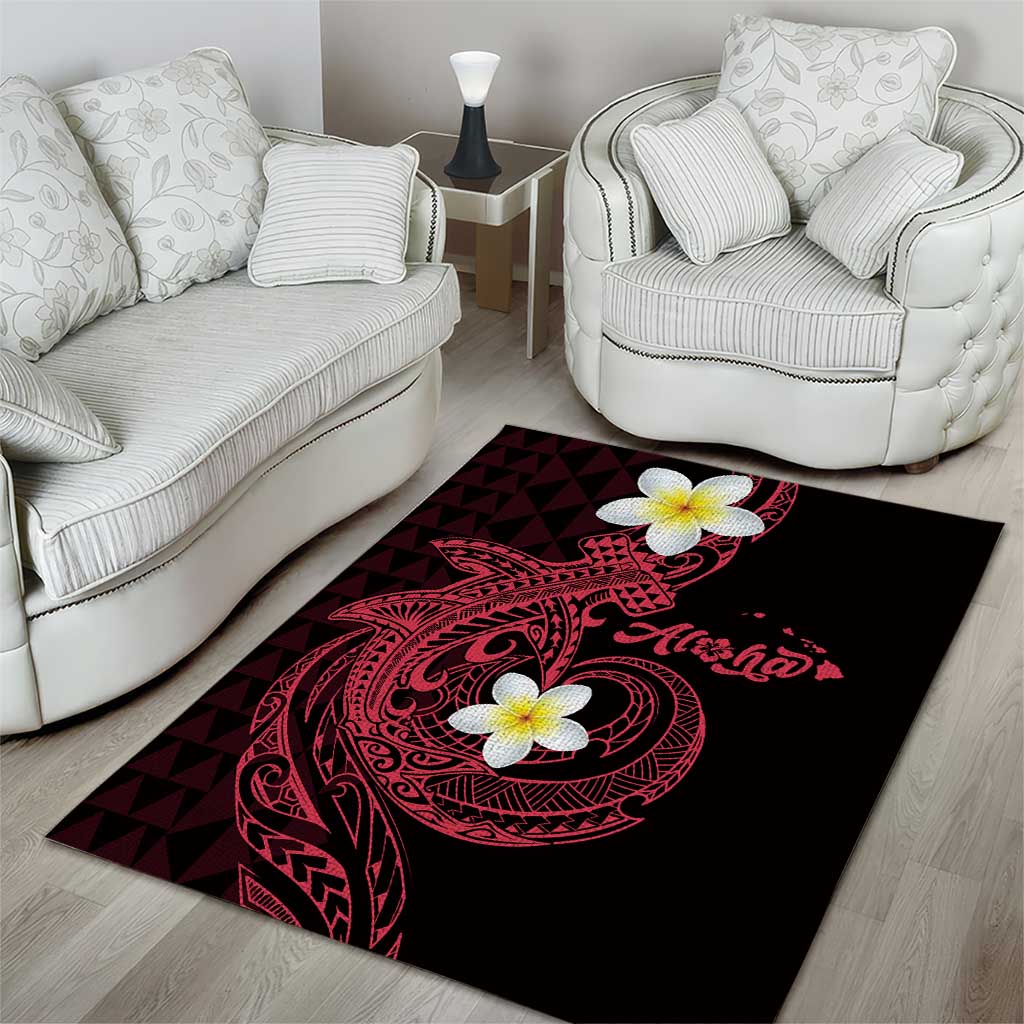 Aloha Hammerhead Shark Area Rug Feverish Pink Hawaiian Kakau Tribal Tattoo