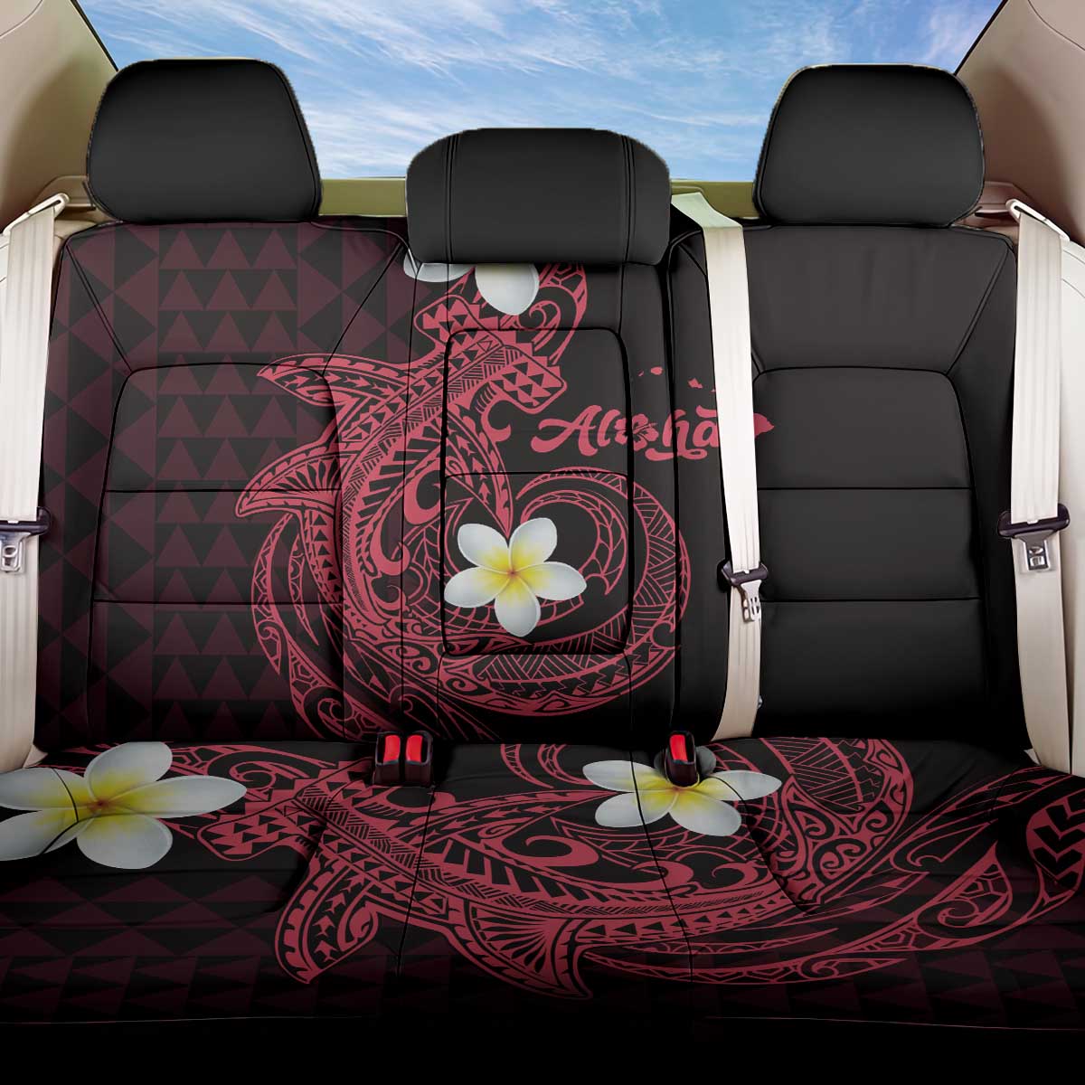 Aloha Hammerhead Shark Back Car Seat Cover Feverish Pink Hawaiian Kakau Tribal Tattoo