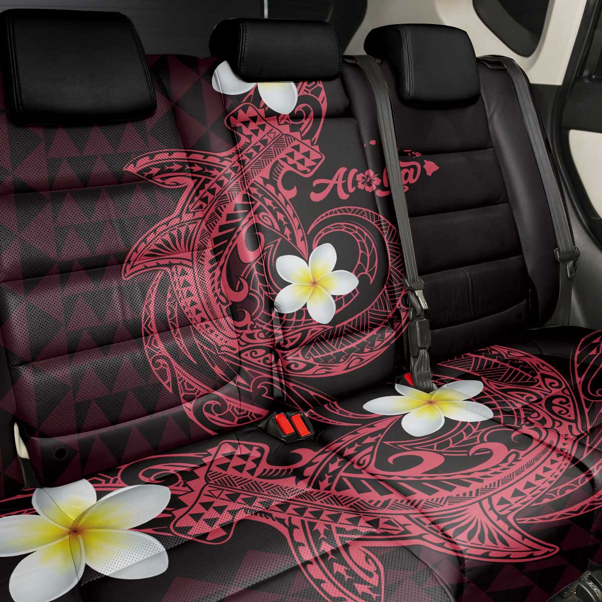 Aloha Hammerhead Shark Back Car Seat Cover Feverish Pink Hawaiian Kakau Tribal Tattoo